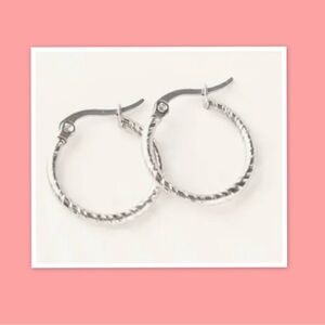 Stainless Steel Round Textured Earrings